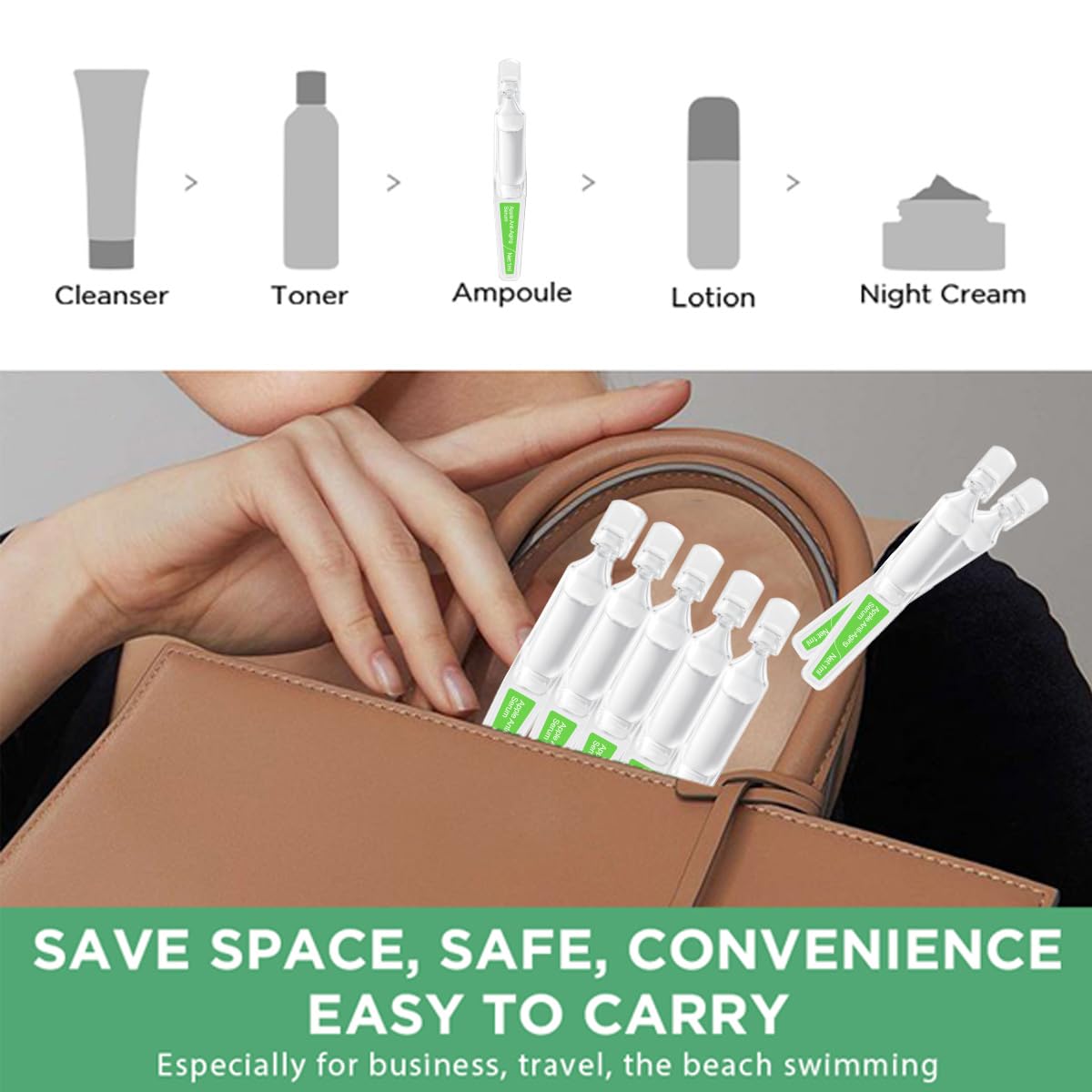 BACHERI Hydrating & Anti-Aging Ampoules Serum - Apple Stem Cell & Tremella Mushroom Extract and Collagen - Deep Hydration, Anti-Wrinkle, Skin Firming & Revitalizing, For All Skin Types, 30 Pcs/Box