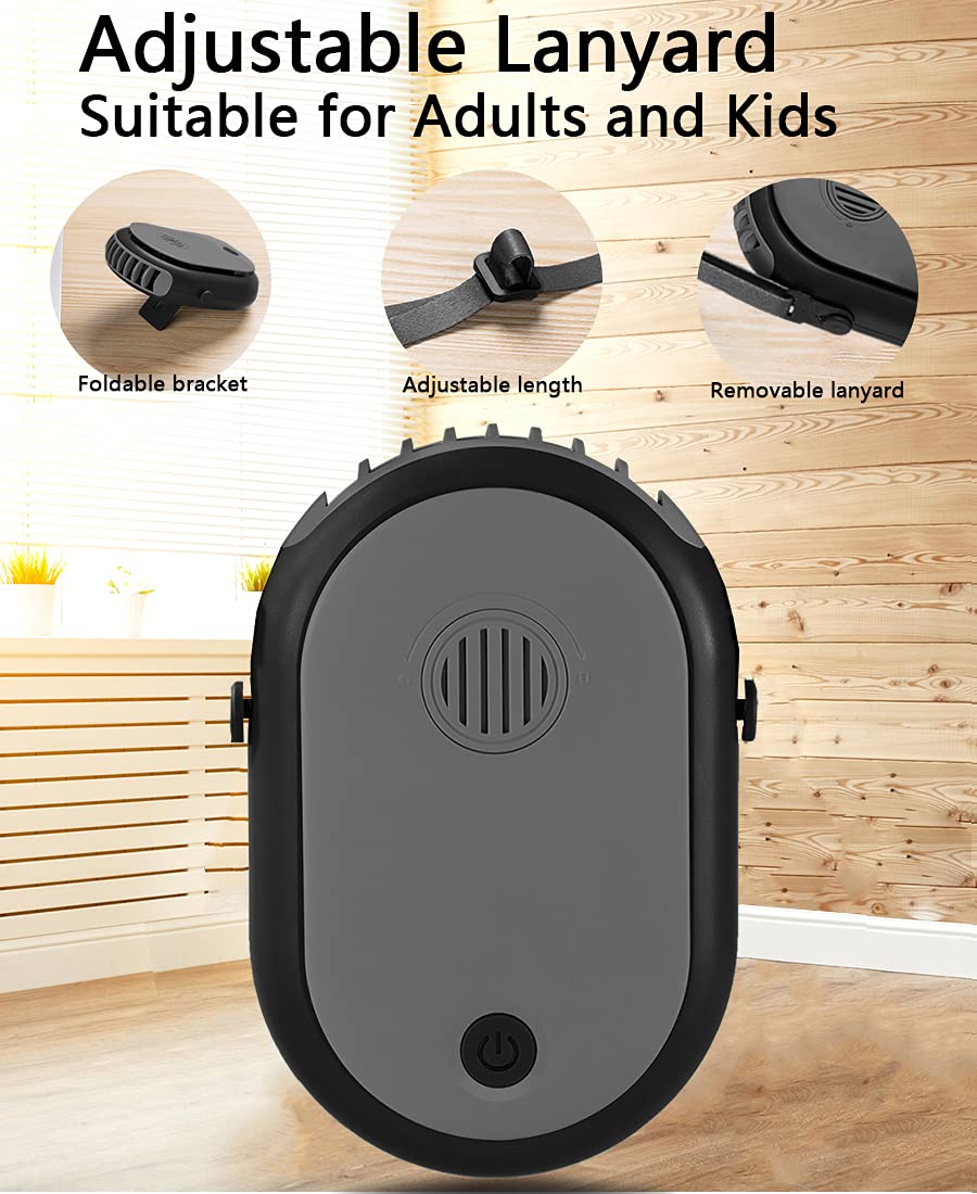 Portable Hanging Neck Fan Wearable Personal Fan Battery Operated USB Rechargeable 3 Speed Mini Handheld Air Conditioning Cooling Refrigeration Necklace Fan for Women Eyelash Camping Outdoor (black)