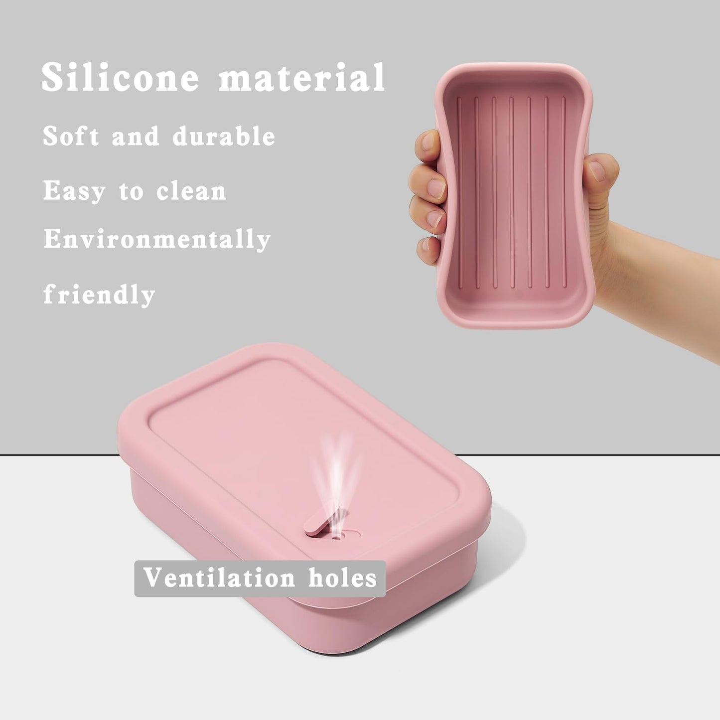 Silicone Enhanced Leakproof Travel Soap Case, Solid Shampoo Bar Holder,Large Travel Soap Container,Slip-Resistant Portable Soap Box with Drainage Layer