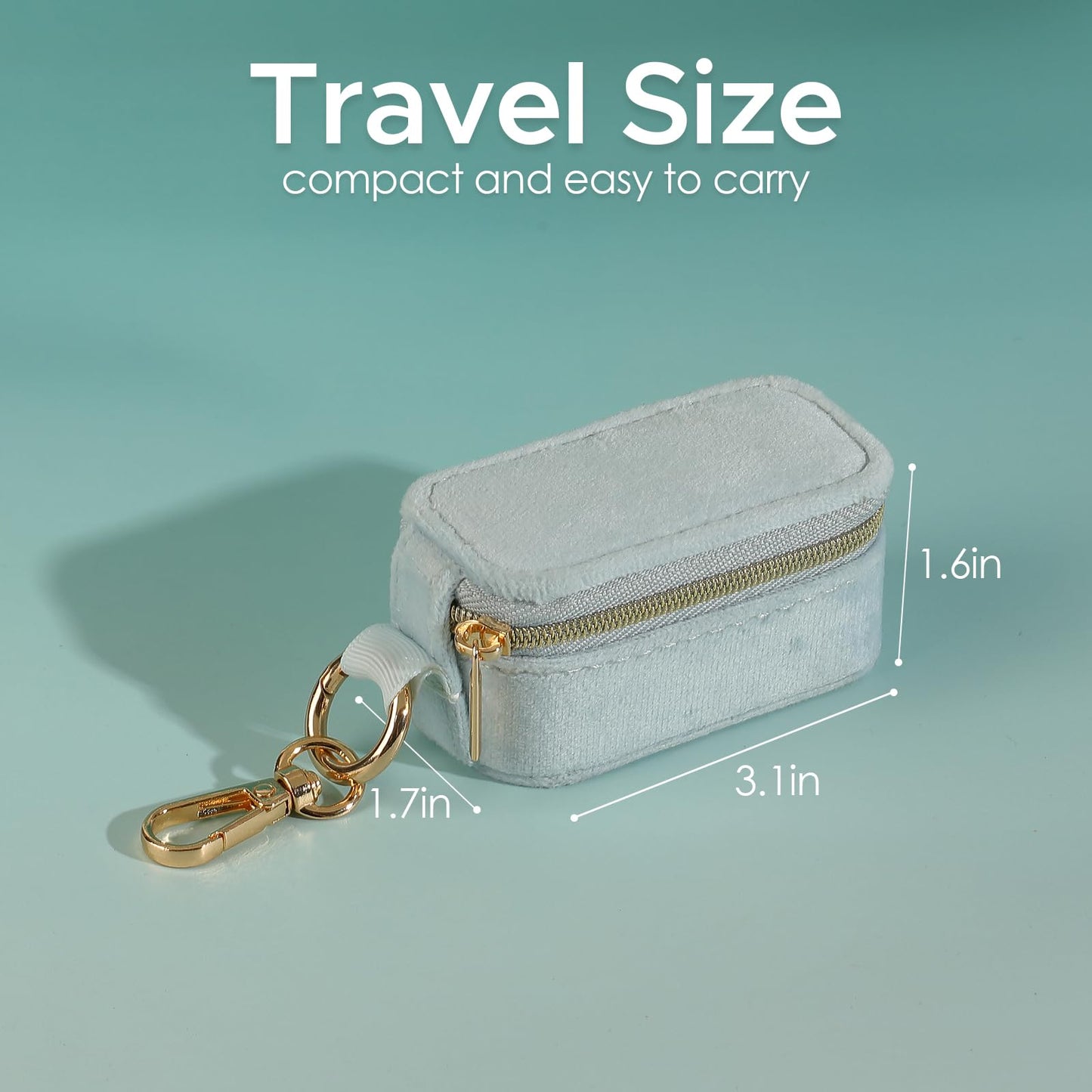 KEVANCHO Small Travel Jewelry Box Keychain, Portable Storage Ring Necklace Earrings Holder Case Organizer Gift for Women (Blue)