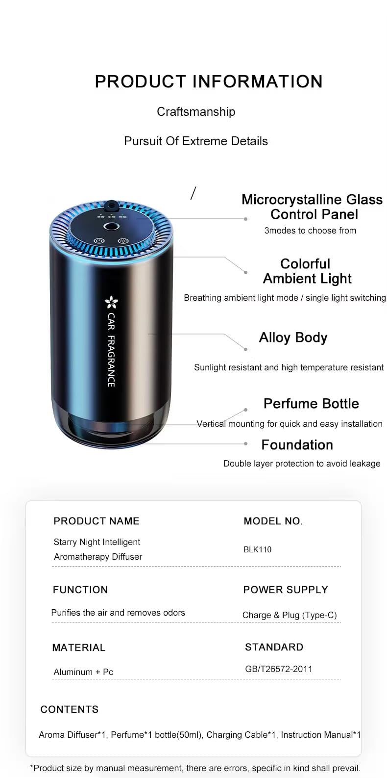 Essential Oil Diffuser – USB Rechargeable Aromatherapy Diffuser with 3-Speed Mist Control | Compact & Silent Operation | Aluminum Alloy + PC Body | Ideal for Home,Office & Car