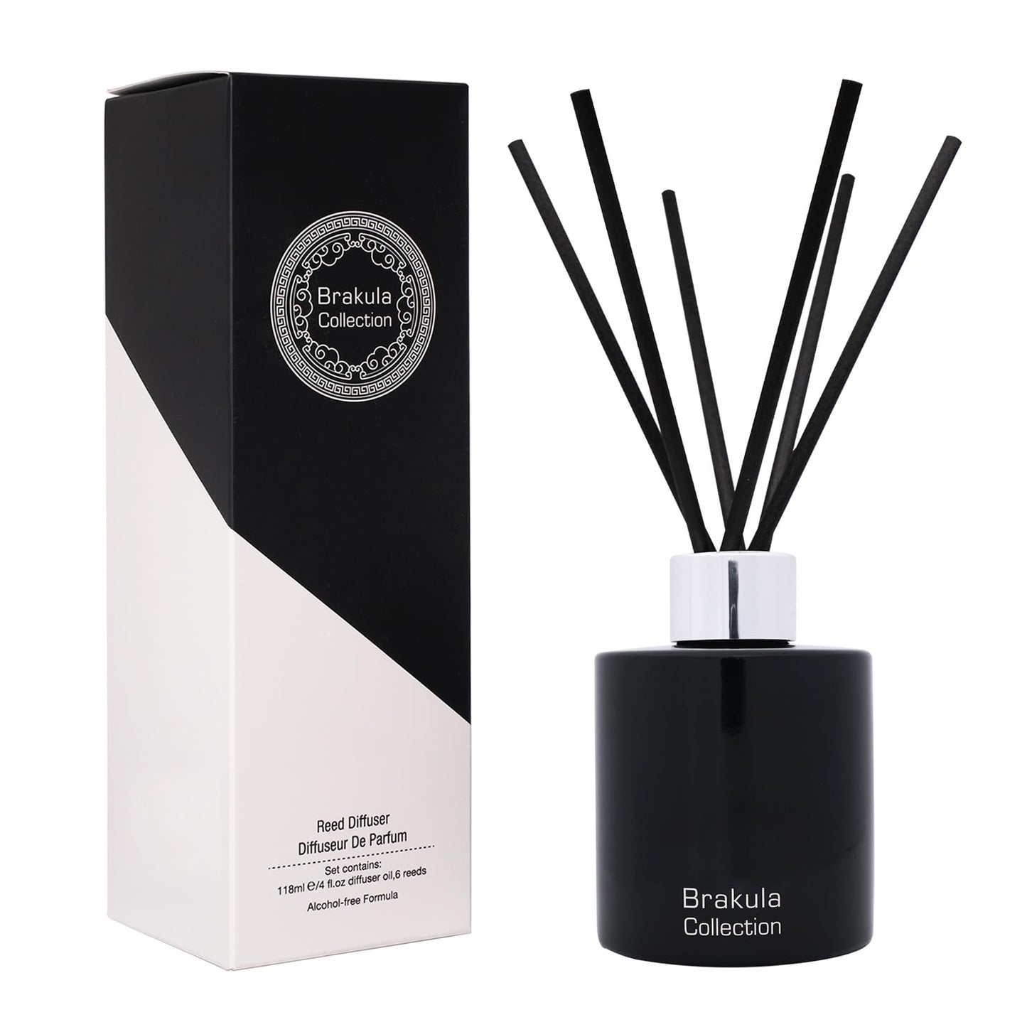 Brakula Reed Diffuser Set - Mango Scented Diffuser 4 fl.oz, 6 Sticks, 118ml for Home Fragrance and Bathroom Decor