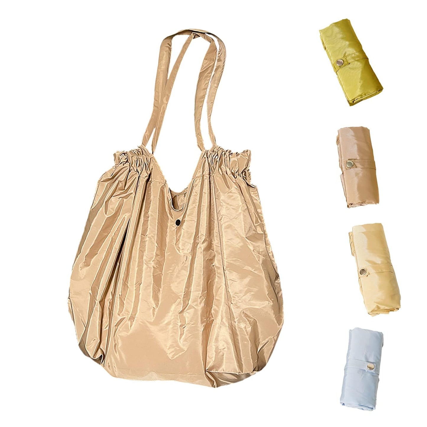 NKTDWO Foldable Shopping Bag for Groceries, Large Capacity Portable Tote Bag for Travel Waterproof Reusable Bags with Handles for Supermarket Picnic Beach (Brown)