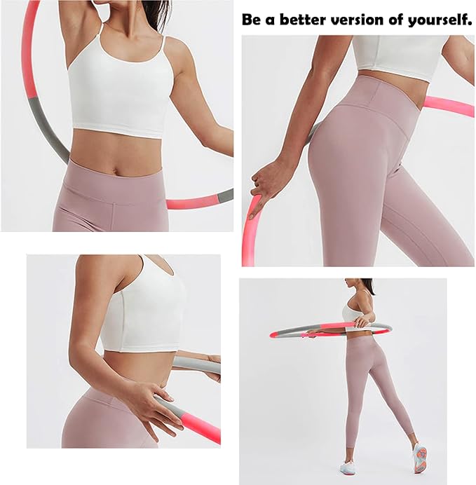 Beakabao Exercise Weighted Hoops for Adults and Kids, Adjustable 8 Sections 2LB Detachable Fitness Hoop, Weight Loss Core Strength Workout Sport