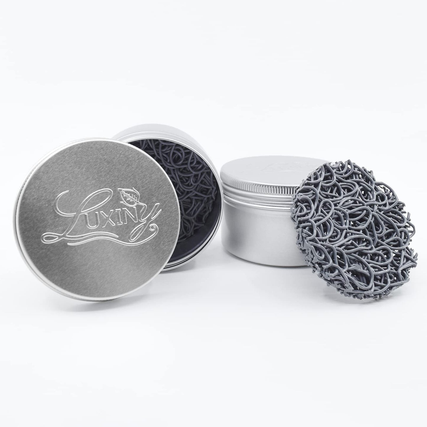 Luxiny Shampoo Bar Holder Tins & Travel Soap Case, with Soap Saver Pad Lift, Helps Bars Last Longer (2 Portable Rust Resistant Containers, 2 Grey Lifts)