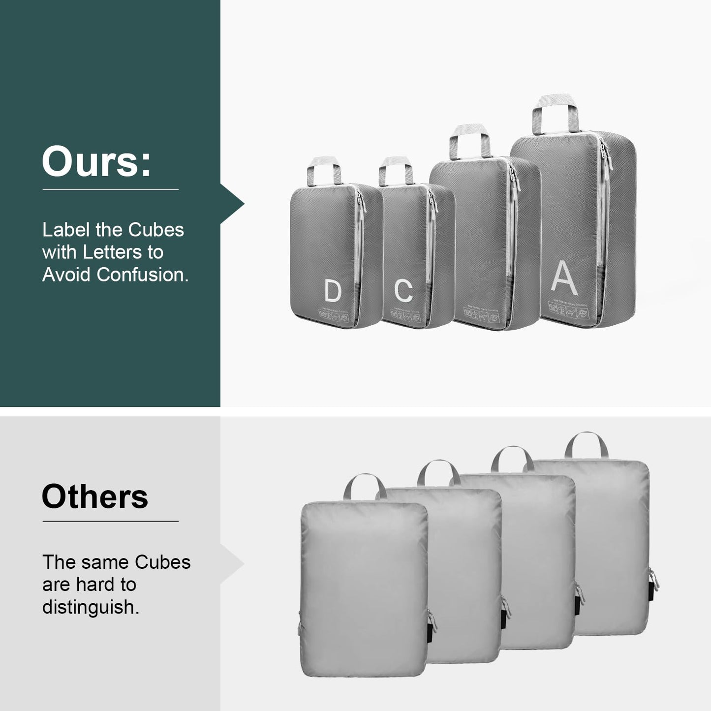 Compression Packing Cubes for Travell Fabric Packing Cubes with Smooth Zippers, Space-Saving Compression Bags for Travell, Luggage Organizers for Clothes, Shoes, and Accessories