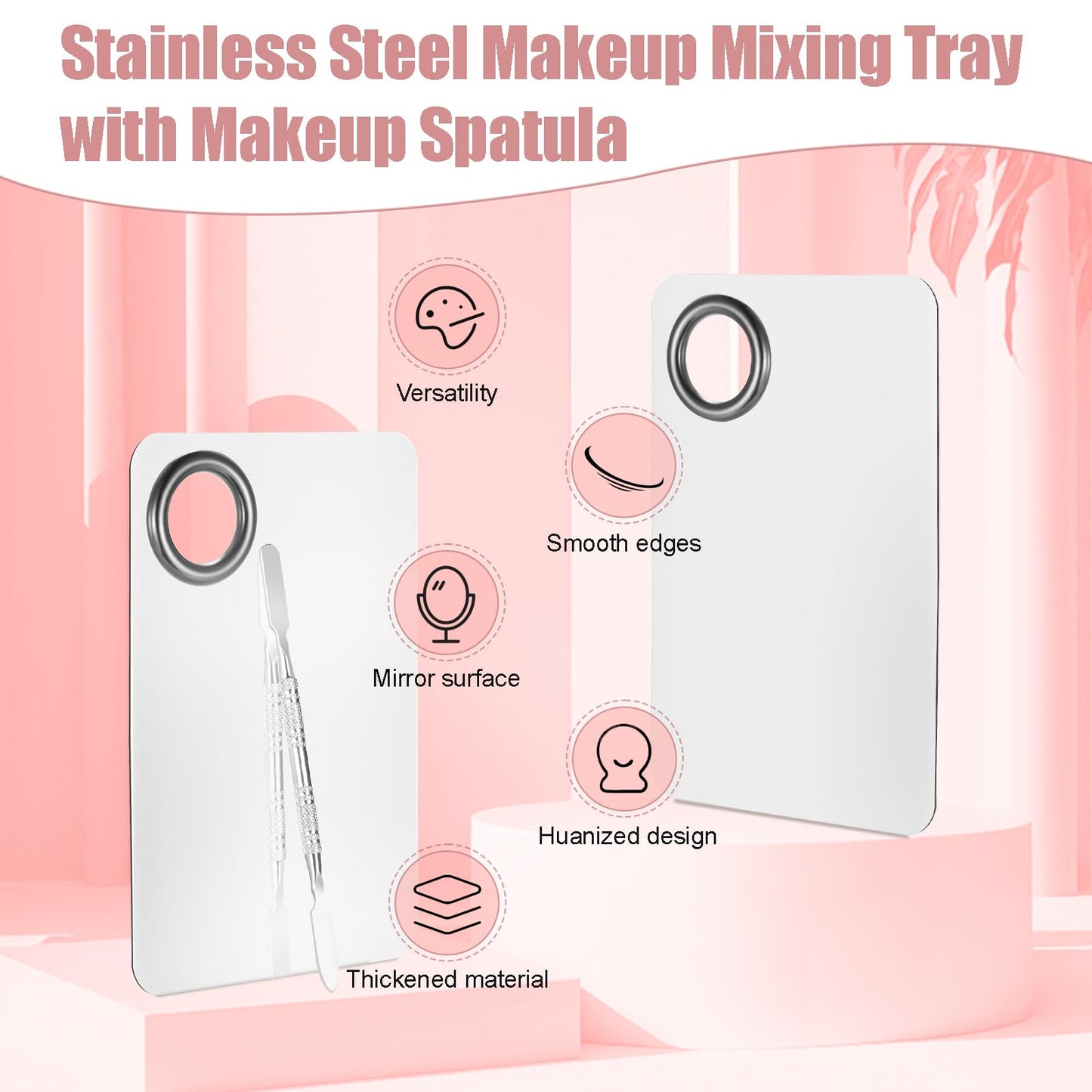 4 Pcs Makeup Spatula Set, Stainless Steel Cosmetic Makeup Palette, Korean Mixing Palette Foundation Cosmetic Skin Care Tool