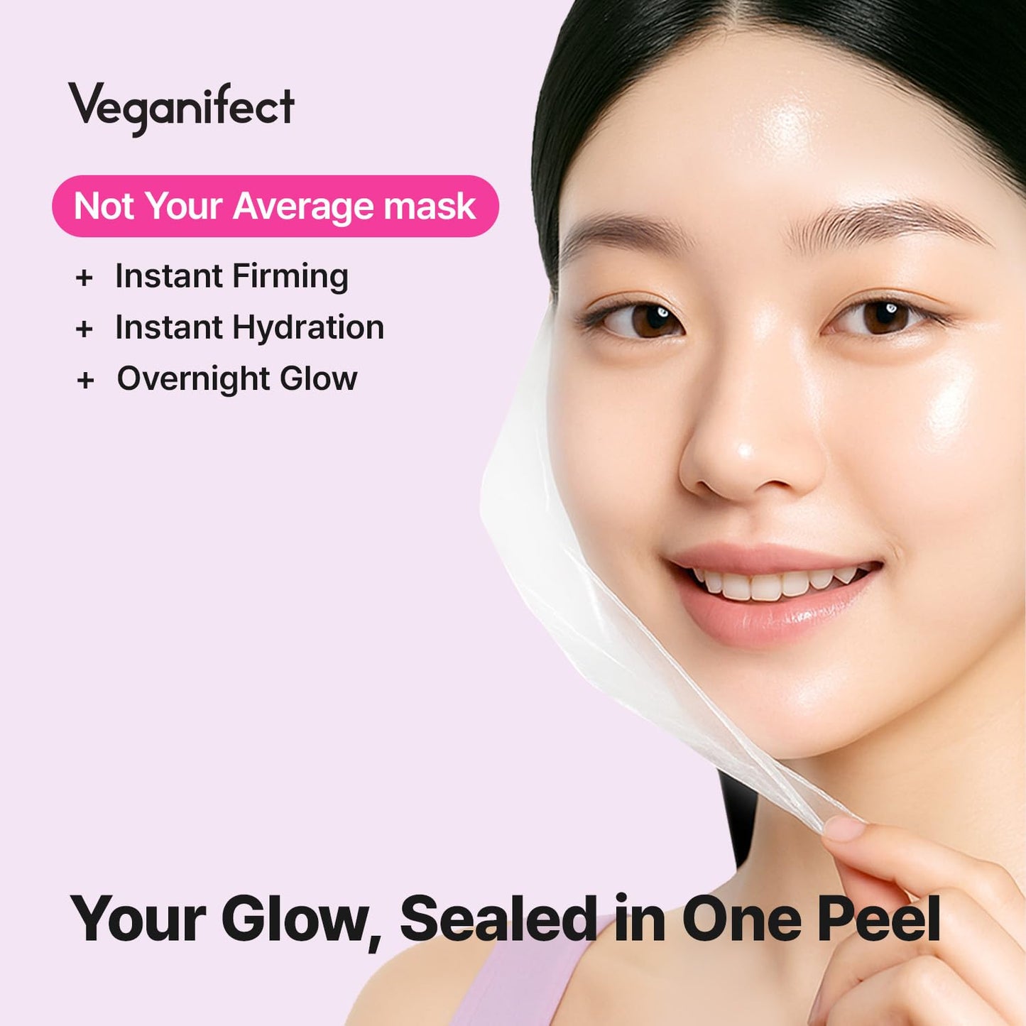 VEGANIFECT Collagen Overnight Wrapping Peel Off Facial Cream Mask with Jelly Brush, For Elasticity, Hydrating, Hydrolyzed Collagen & Peptide, Glass Skin, Korean Skincare, 2.73 Fl Oz