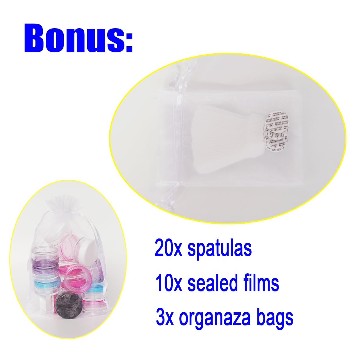 Wopanxye 20pcs 5g Small Travel Sample Cosmetic Containers for Make-up Eye Shadow Nails Lotion Powder Gems Beads Jewelry Cream, 5ml Clear Round Pot Jars with White Lid, Mini 5ml Plastic Sample Jars