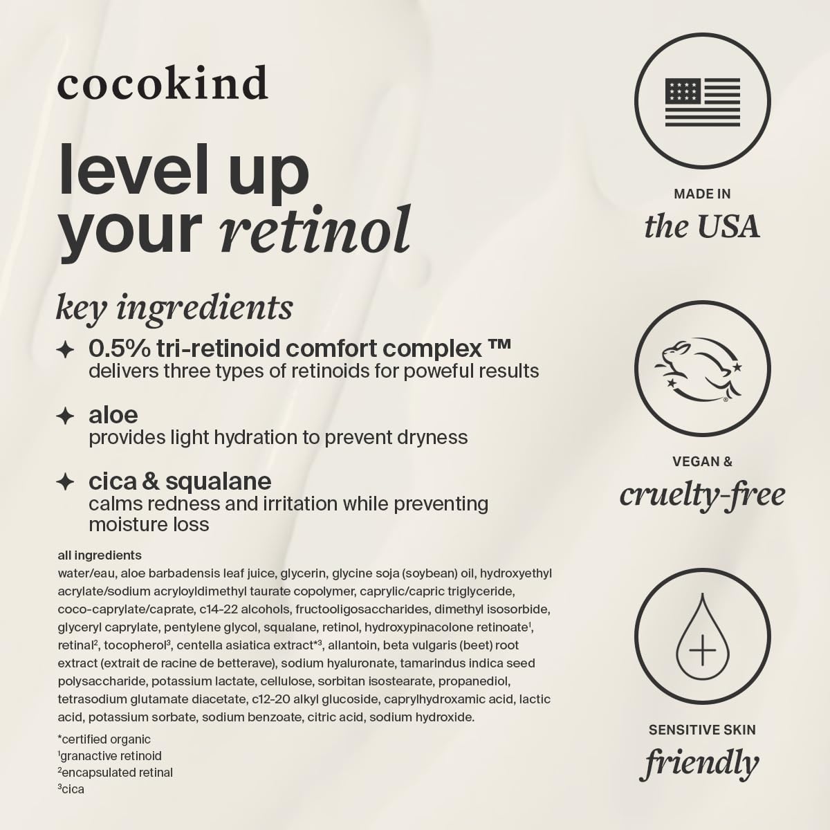 Cocokind Advanced Retinol Gel 0.5%, Improve the Appearance of Fine Lines and Uneven Texture without Irritation, Aloe and Cica to Prevent Dryness, 1 fl oz