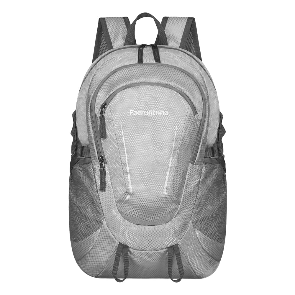 30L Large capacity Lightweight Packable Foldable Backpack,women and men Hiking backpack,Outdoors Travel Backpack (Silver Grey)