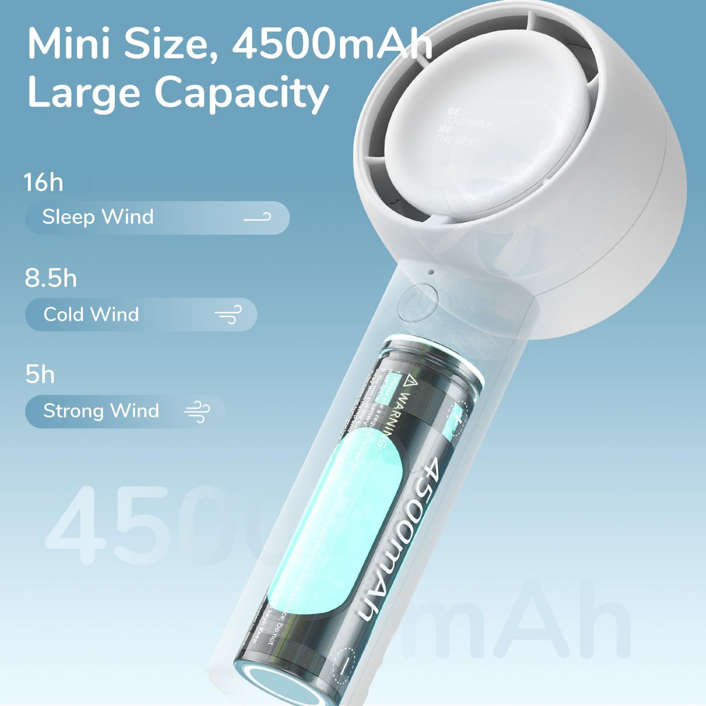 JISULIFE Mini Portable Fan-Bladeless Safe Design, Powerful Turbo Handheld Fan with 5 Speeds, 16Hrs Max Cooling Time,USB Rechargeable, Small Pocket for Travel/Lash, Gifts For Girls/Women