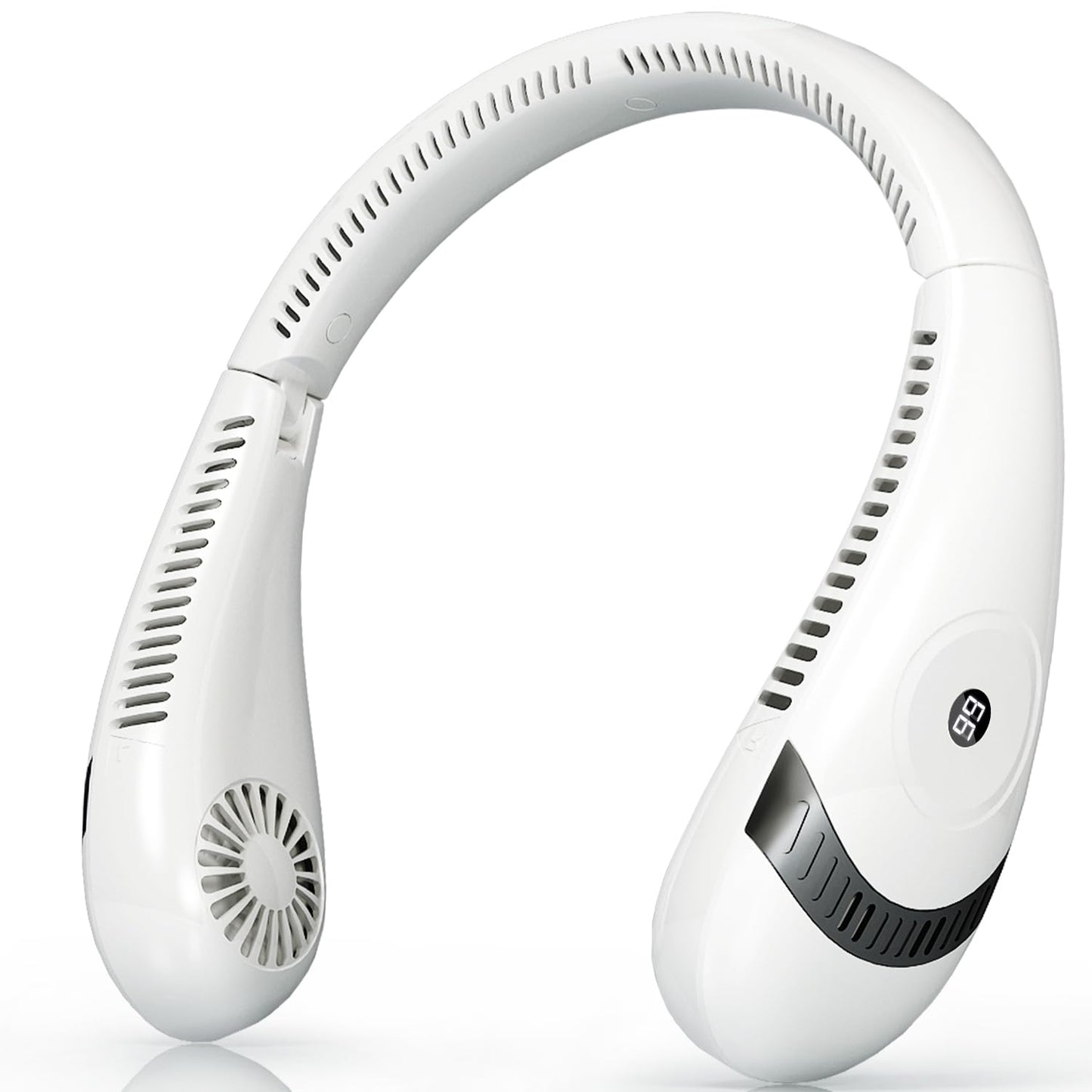 OLV Neck Fan 5000mAh Rechargeable Battery Portable Fan 360° Bladeless Cooling 3 Speeds Powerful Airflow Personal Foldable Neck Fan Gifts for Men Women Home Office,Travel,Sports,Golf,Camping White