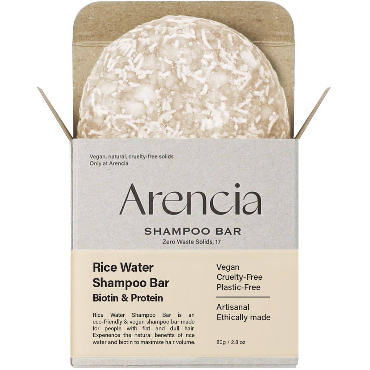 ARENCIA Korean Rice Water Shampoo Bar for Hair Growth & Strengthening, All Natural Formula with Biotin & Protein - Korean Hair Care