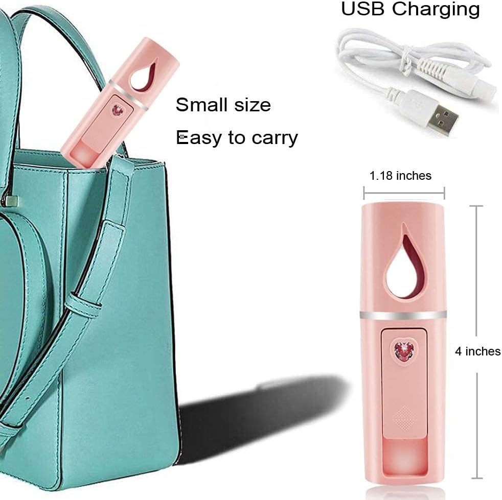 2 Pack Nano Facial Mister 20ml Mini Face Humidifier Portable Facial Sprayer USB Rechargeable Handy Skin Care Machine Moisturizing & Hydrating for Face, Makeup, Eyelash Extensions (White + White)