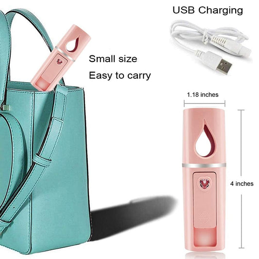 2 Pack Nano Facial Mister 20ml Mini Face Humidifier Portable Facial Sprayer USB Rechargeable Handy Skin Care Machine Moisturizing & Hydrating for Face, Makeup, Eyelash Extensions (White + White)