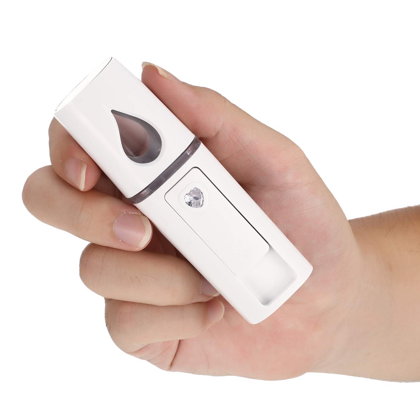 2 Pcs Nano Facial Mister Portable Mini Face Steamer USB Rechargeable Handy Sprayer with Mirror and 20ml Visual Water Tank, Moisturizing and Hydrating for Atomization Eyelash Extension(White, Pink)