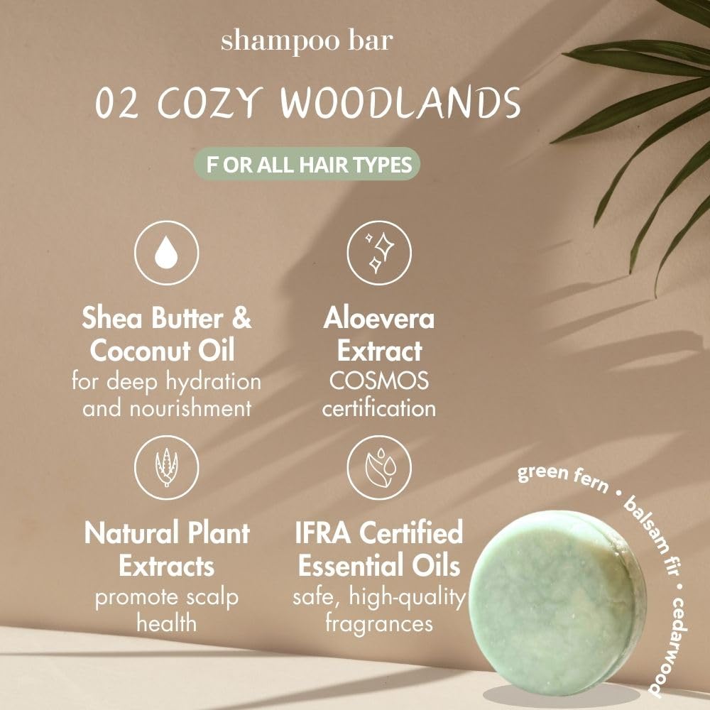 SHANZETAN pH-Balanced Shampoo Bars | Sulfate-Free, Paraben-Free | Deep Hydration with Natural Oils | Travel-Friendly & Long-Lasting | 02 Cozy Woodlands