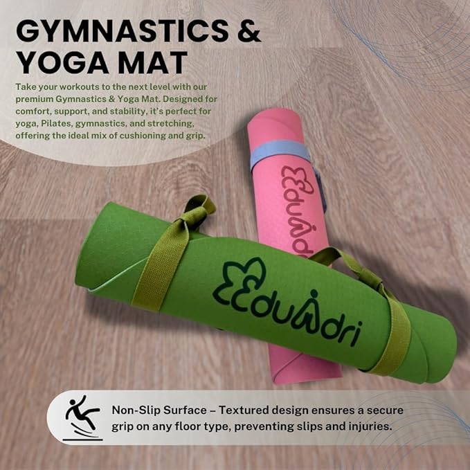 "Premium Extra Thick Yoga Mat With Strap-6mm Non-Slip,Eco-friendly,High-Density TPE,Ideal For Home,Gym, Perfect Exercise Mat for Pilates & Studio-72 L*24 W, Available In Rectangular & Arch Shapes"