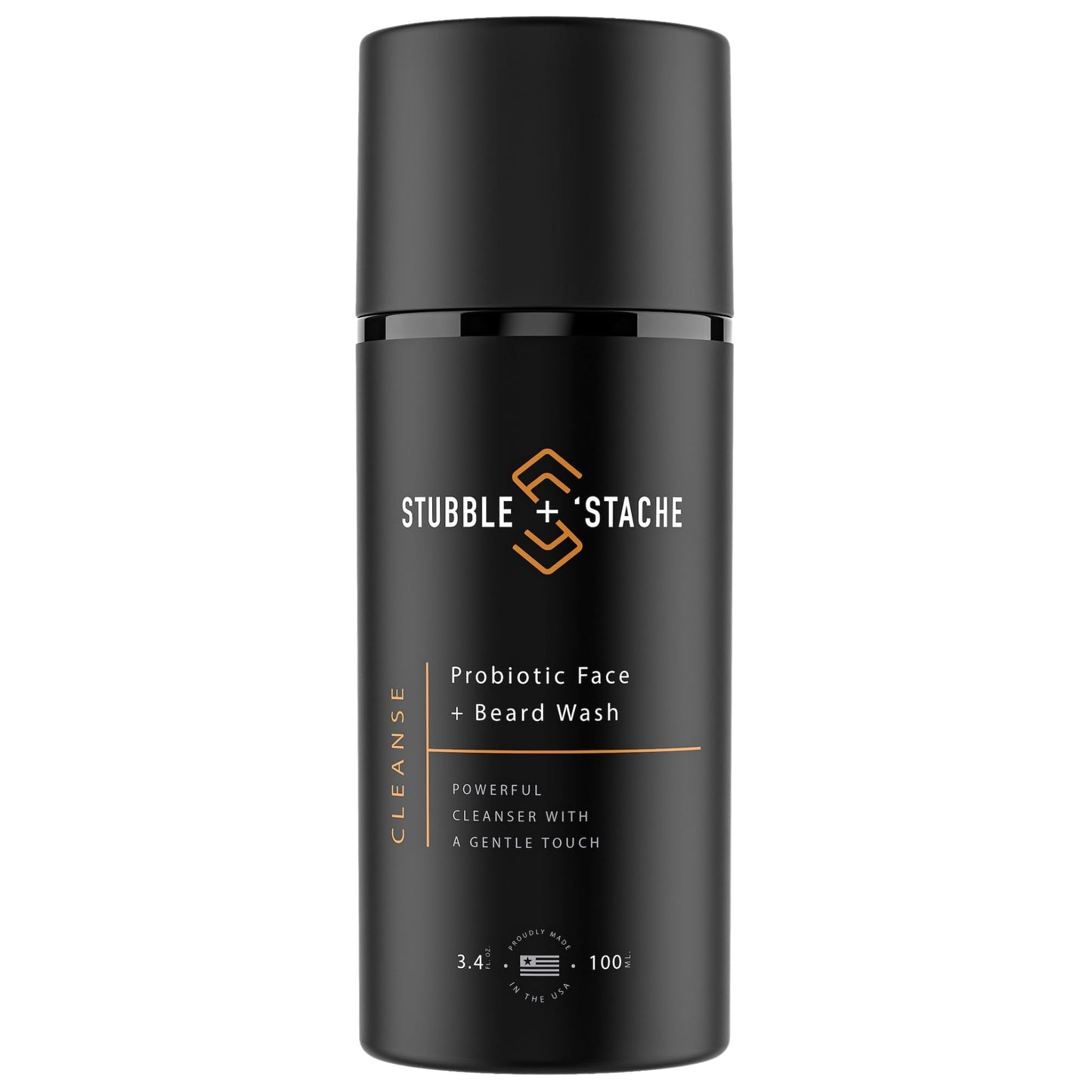 stubble & stache Face Wash and Beard Wash for Men – Daily Facial Cleanser with Niacinamide, Aloe Vera, Green Tea, and Probiotics – Fragrance-Free – 3.4 fl oz