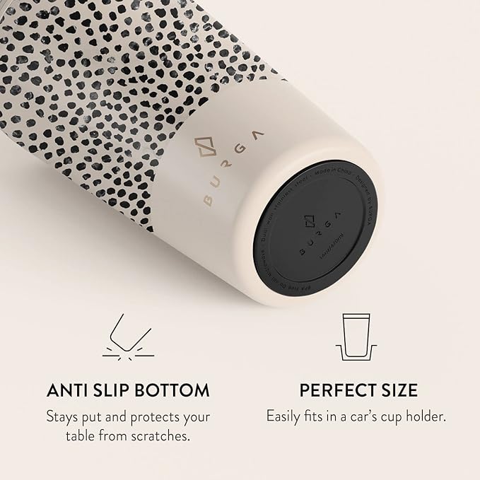 BURGA Travel Coffee Mug (16oz) – Spill-Proof, Secure-Seal Insulated Coffee Mug – Scratch-Resistant, Stainless Steel Travel Mug Stays Hot or Cold – Anti-Slip Coffee Tumbler – Almond Latte Travel Mug