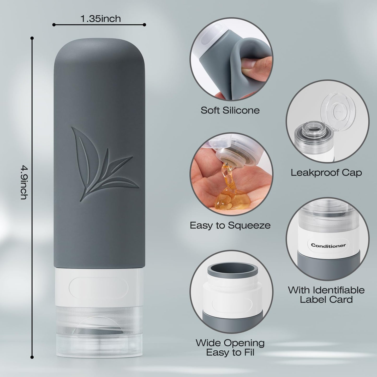 JBYAMUS 18 Pcs Silicone Bottles Set, Leak-Proof Design, Travel Size, TSA Approved for Toiletries, Portable Containers and Best Gifts for Women