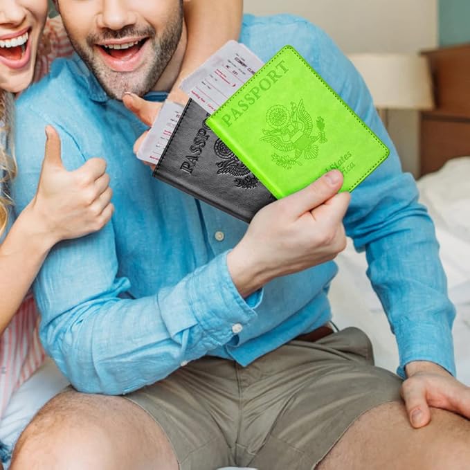 BB-green Passport and Vaccine Card Holder Combo with Vaccine Card Slot, Wallet, Cover for Women and Men