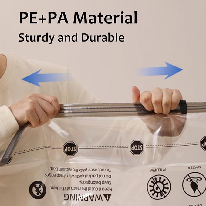 10 Pack Vacuum Seal Bags for Clothing - 2 Large, 4 Medium, 4 Small Vacuum Storage Bags with Hand Pump, Travel Essentials for Home Organization and Space Saving Storage