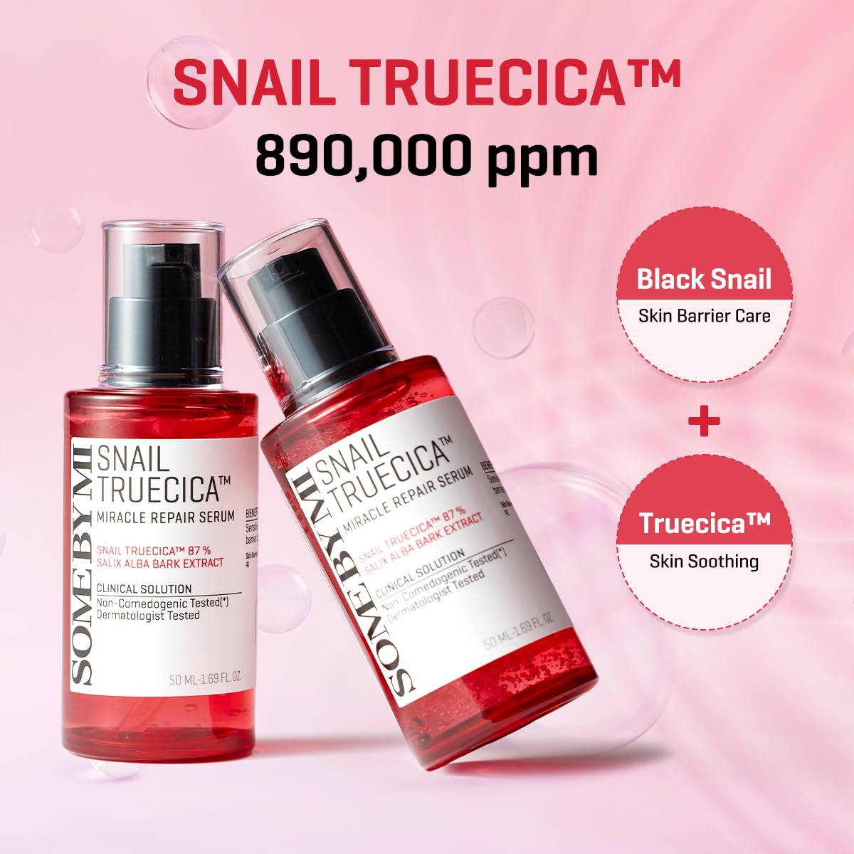 SOME BY MI Snail Trucica Miracle Repair Serum - 1.69Oz, 50ml - Made from Snail Mucin for Sensitive Skin - Daily Repair Face Serum for Post Acne Marks and Strengthen Skin Barrier - Korean Skin Care
