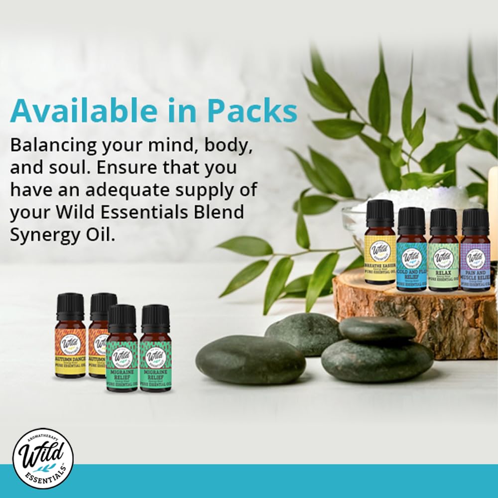 Wild Essentials Motion Ease 100% Pure Essential Oil Synergy Blend 2 Pack - 10ml, Formula for Motion Sickness, Nausea, Upset Stomach, Vertigo, Dizzy, seasick, carsick. Made and Bottled in The USA