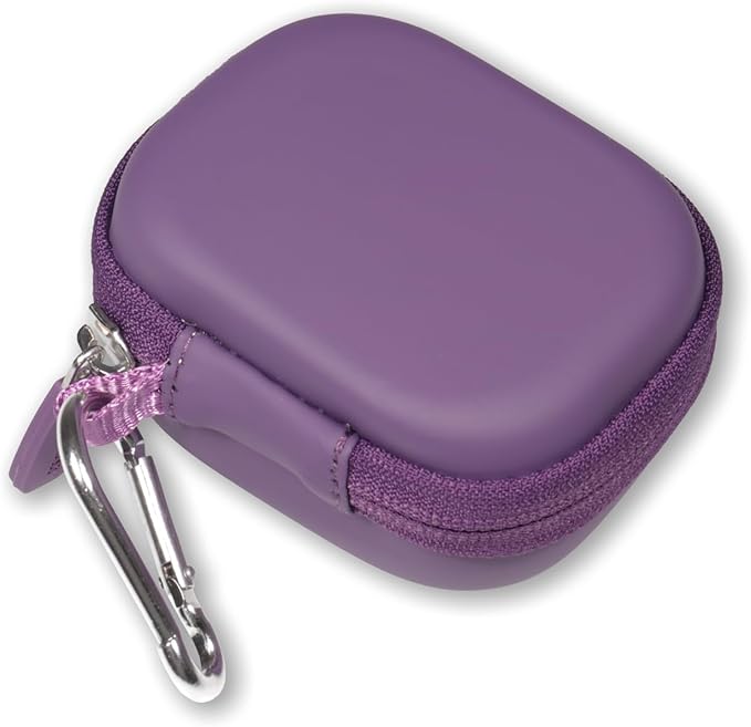 CaseSack Case for JLab Go Pop+,Go Air Pop, Air, Air Tones+/ Tones, JBuds Mini True Wireless Earbuds, Compact Organizer for The Charger case and Charger Cord (Purple)
