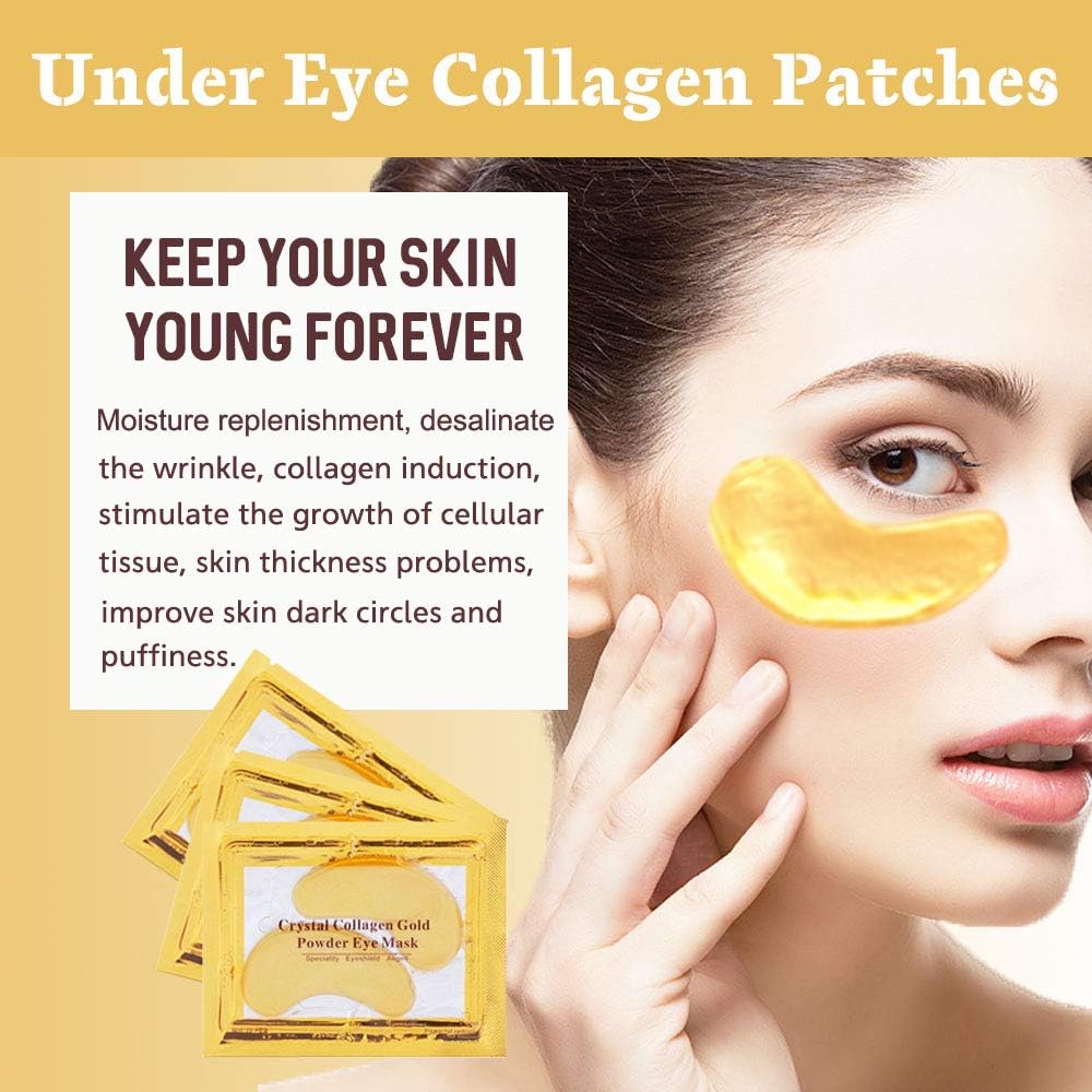 NIYET 30 Pairs Under Eye Collagen Patches, Gold Moisturizing Under Eye Mask, Under Eye Gel Pads for dark circles and puffiness