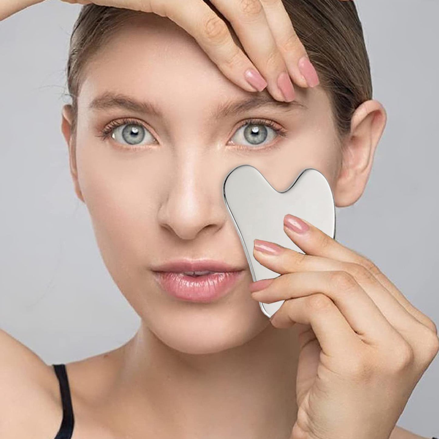 CUTELIILI Stainless Steel Facial Roller & Gua Sha - Metallic Gua Sha, Gua Sha Facial Tools 304 Stainless Steel, Face Body Treatment, Reduce Puffiness, Lymphatic Drainage, Facial Tension