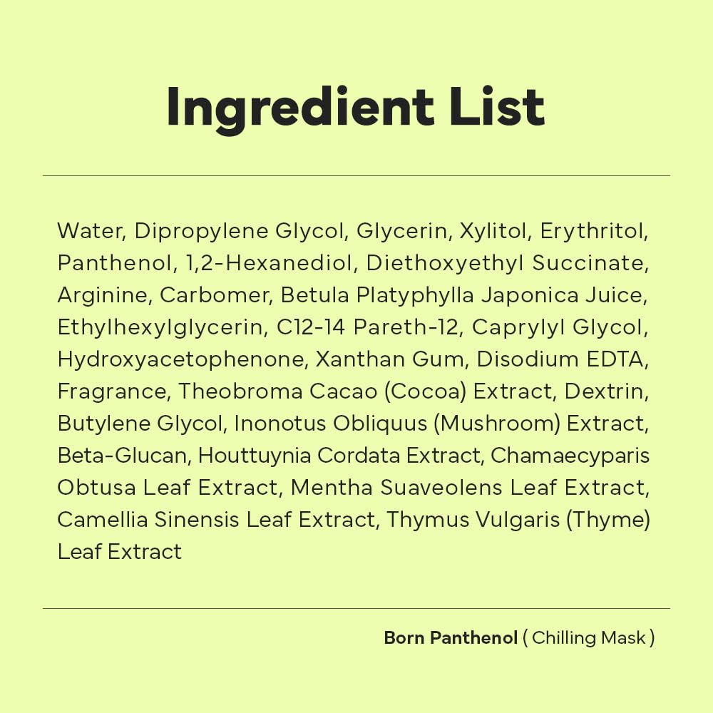 SAM'U Born Panthenol Chilling Mask – Korean Facial Sheet Mask with Birch Sap & Xylitol for Deep Hydration – Soothing & Cooling Face Mask, Vegan Korean Glass Skin Care Face Mask (5 Sheets)