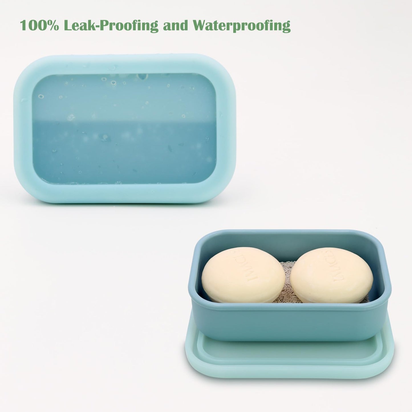 OLAMAR Solid Shampoo Bar Holder,Silicone Travel Soap Case,Enhanced Leak Proof Soap Container with Drainage Layer Soap Holder, Suitable for Bathroom,Camping and Gym (Blue, Large)