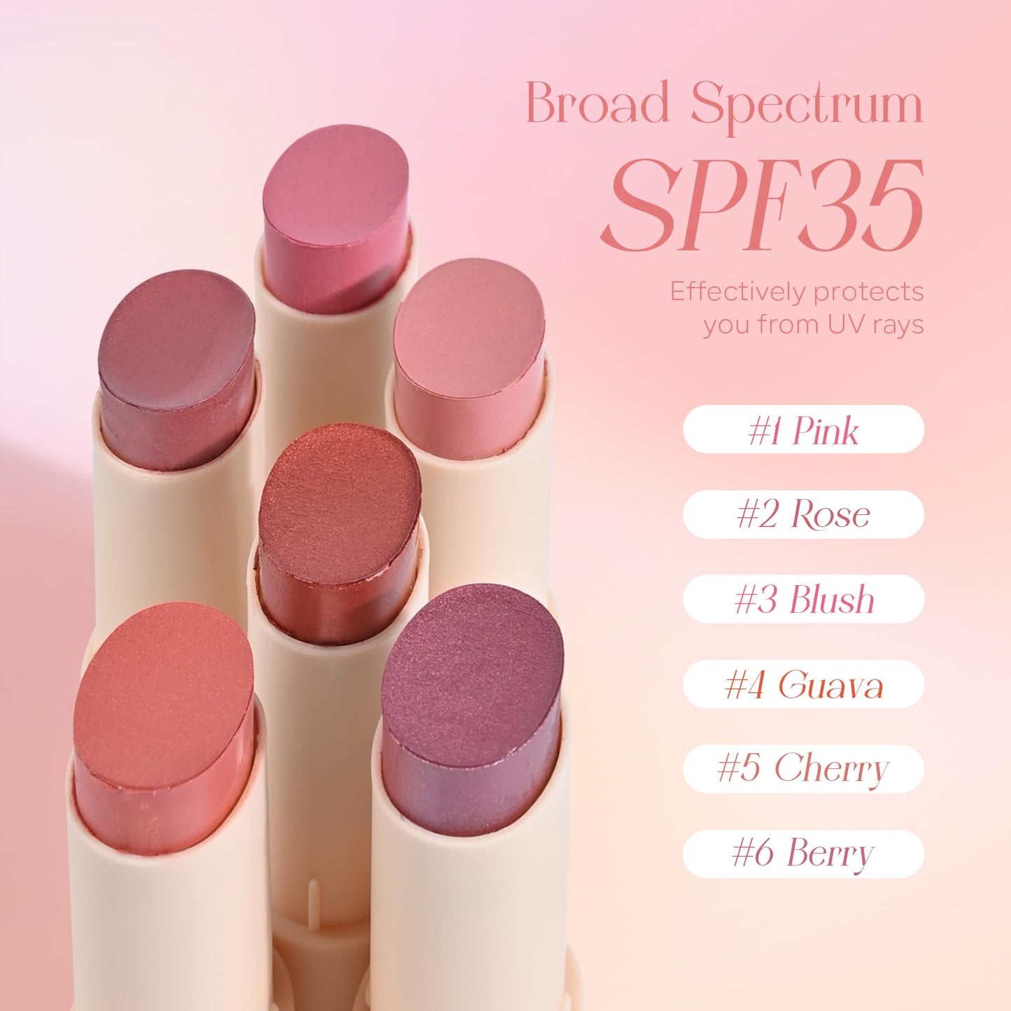 Mineral Color Balm, SPF 35 Multi Color Stick for Lips, Cheeks& Eyes, Blendable Creamy Lightweight Formula, Buildable Shimmer Finish, Multiuse Makeup Stick, Berry