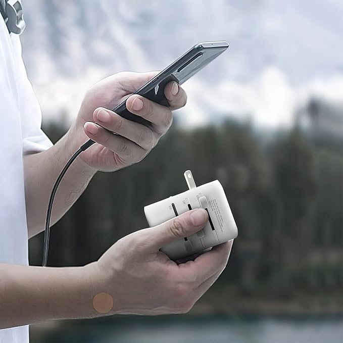 6 in 1 Universal Travel Adapter-10A | International Power Adapter with 3 USB C, 2 USB A Ports | 2500W Fast Portable Charger | Travel Adapter Worldwide Covering 200+ Countries- White