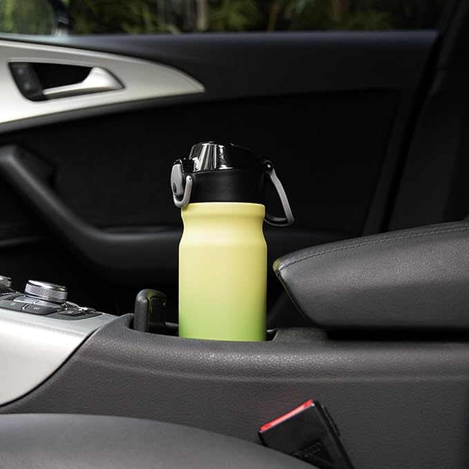 BJPKPK Insulated Water Bottle 18oz Stainless Steel Water Bottles With Straw And Carry Handle Double Wall Metal Thermo,Lime