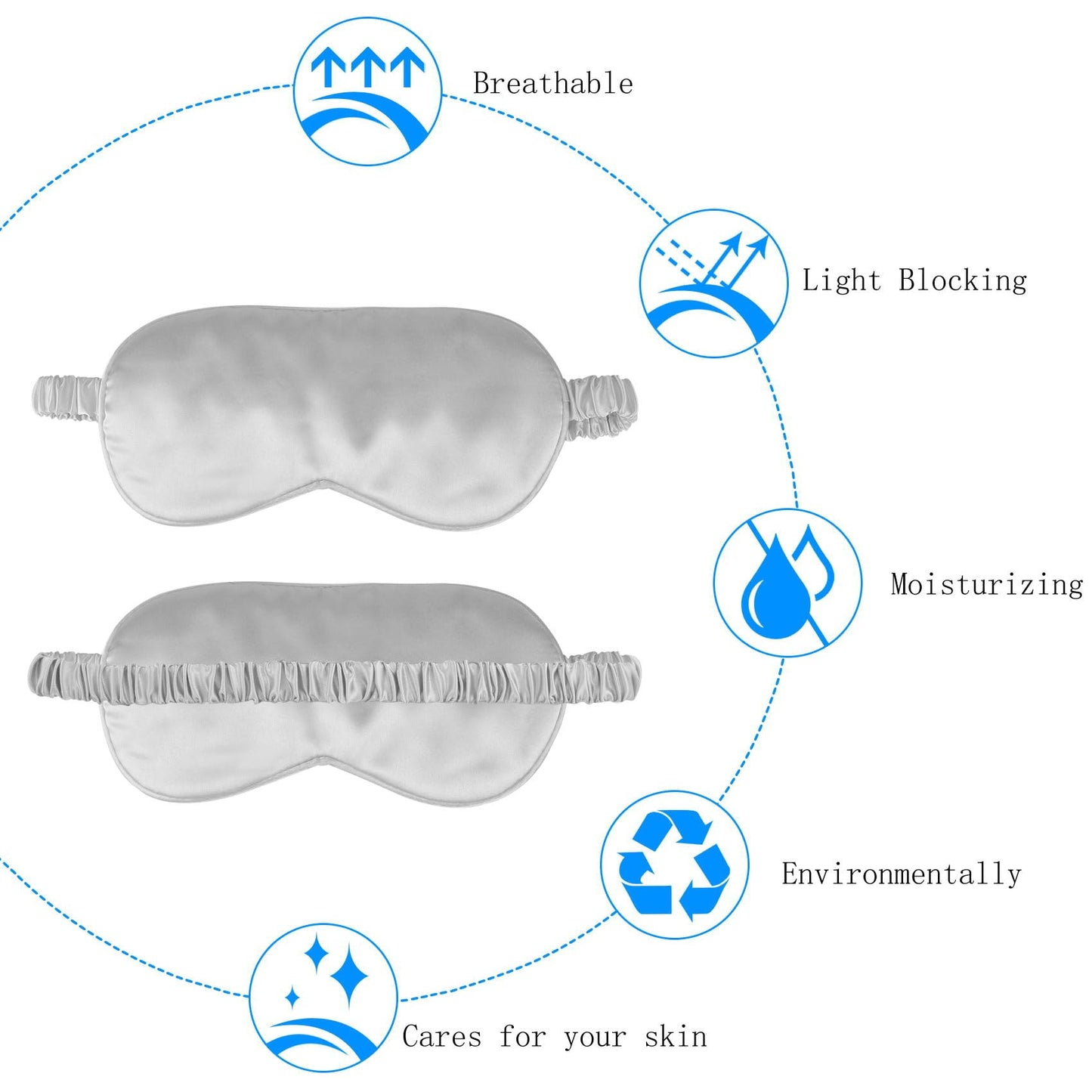 1 Pack Sleep Mask, Silk Eye Mask with Elastic Strap, Blindfold, Soft Silk Sleeping Mask for Girls, Women, Men (White)