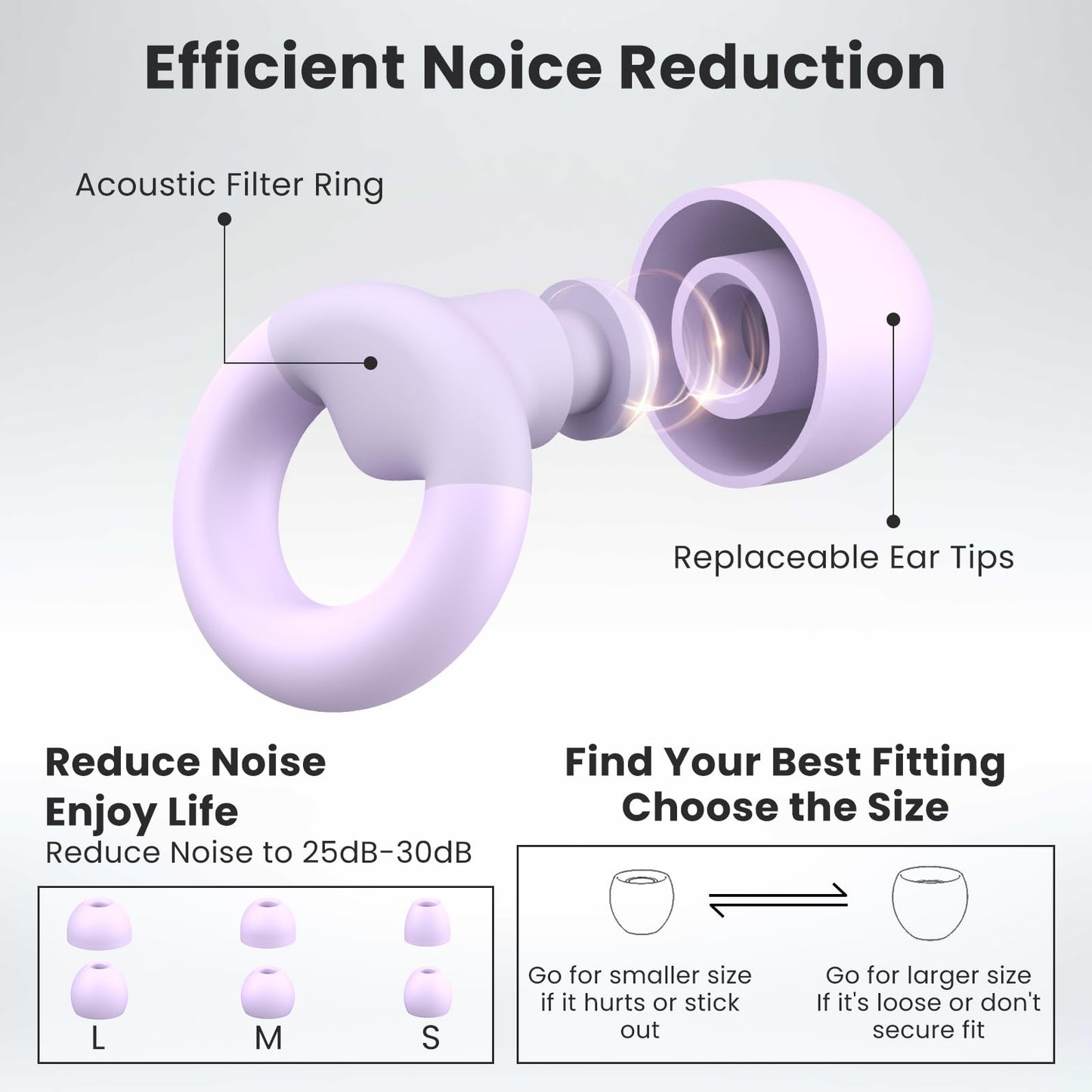 JUSTRVN Earplugs for Sleeping,Noise Reduction Soft Silicone Ear plugs with 7 Pairs Ear tips&One Connection Cord,Hearing Protection Reusable Earplugs for Sleeping,Concert,Work&Sound Reduction 25dB-30db