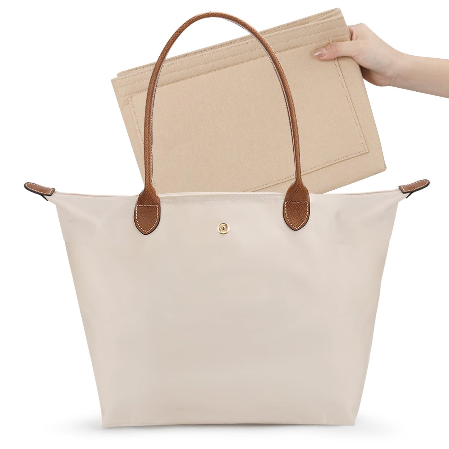 SEAFTE Tote Bag for Women with Purse Organizer Insert, Foldable Large Capacity Waterproof Nylon Bag for Travel, Work, and Daily Use,Paper