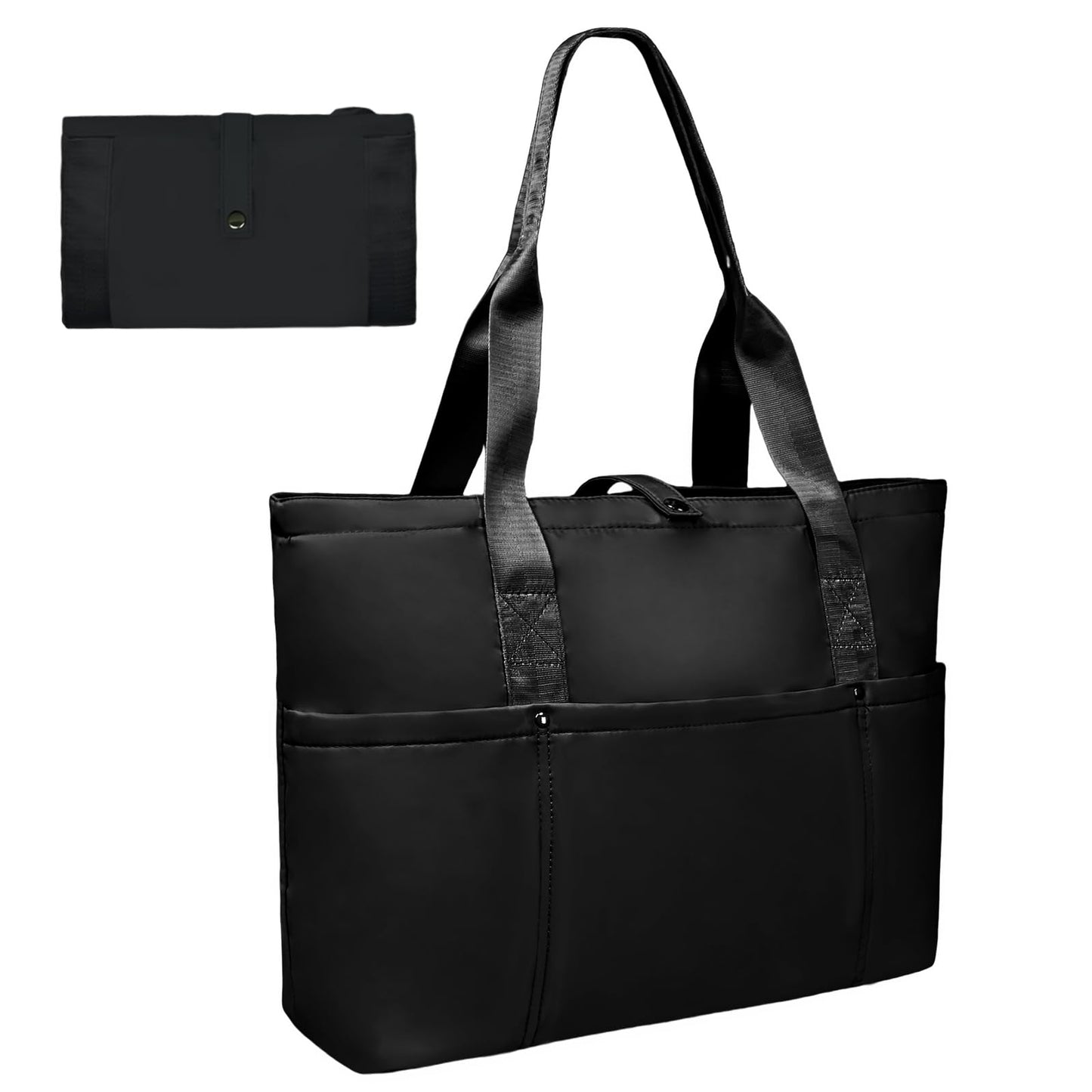 Foldable Travel Duffle Bag for Women, Gym Tote With Zipper Top Handle Handbag Large Shoulder Bag