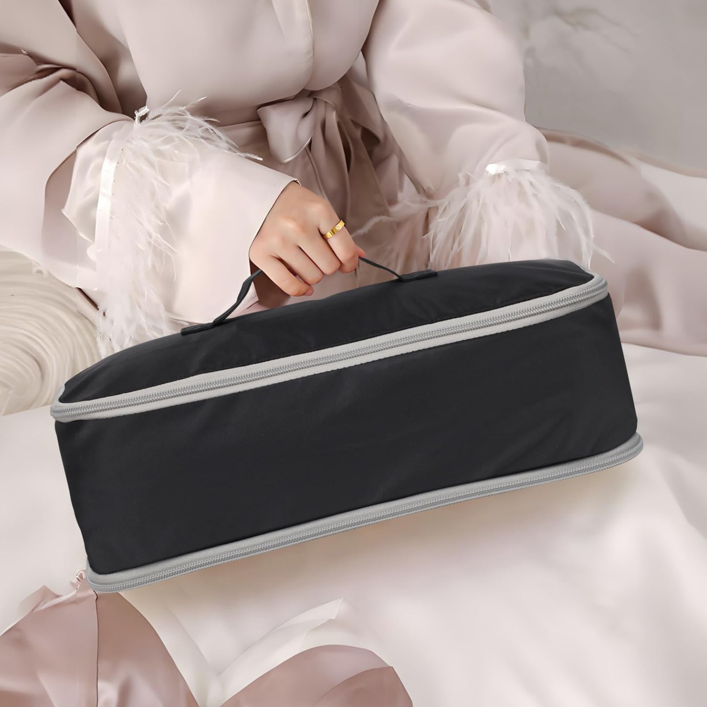 Cambond Travel Underwear Organizer Bag - 4-in-1 Lightweight Double Layer Bra Travel Bag, Portable Expandable Compression Packing Organizers, Underwear Storage Bag Packing Cubes