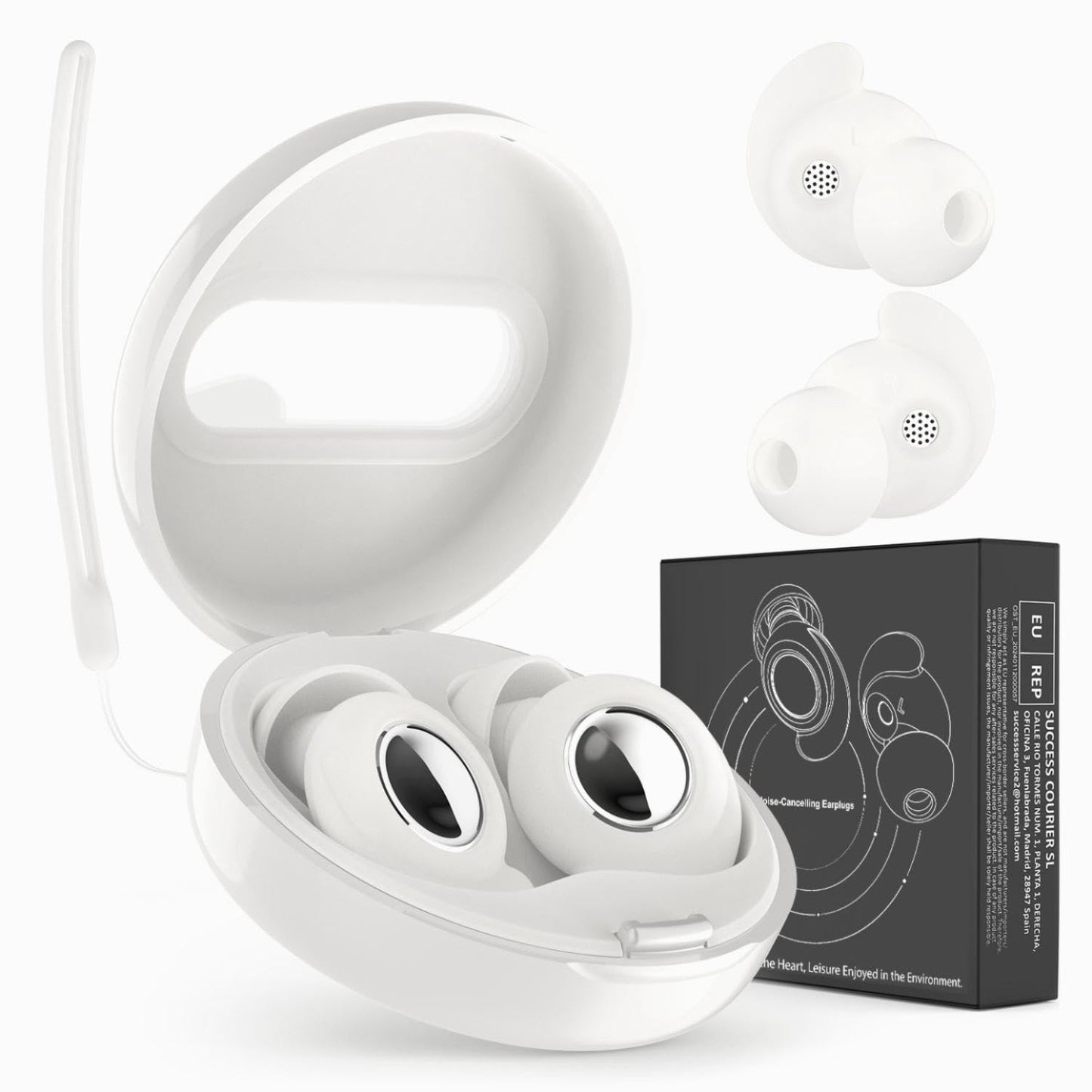 CHACHA Earplugs for Sleeping, 45dB Noise Cancelling Reduction, Soft Silicone Earplugs for Travel, Concert, Focus, Must-Have Travel Essentials for Hearing Protection, White