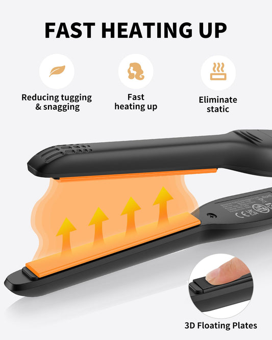 Small Flat Irons for Short Hair, 3/10'' Pencil Flat Iron, Pixie Cut and Bangs, Mini Hair Straightener with LED Display, Tiny Hair Straightener with Temperature Adjustable, Auto Shut Off