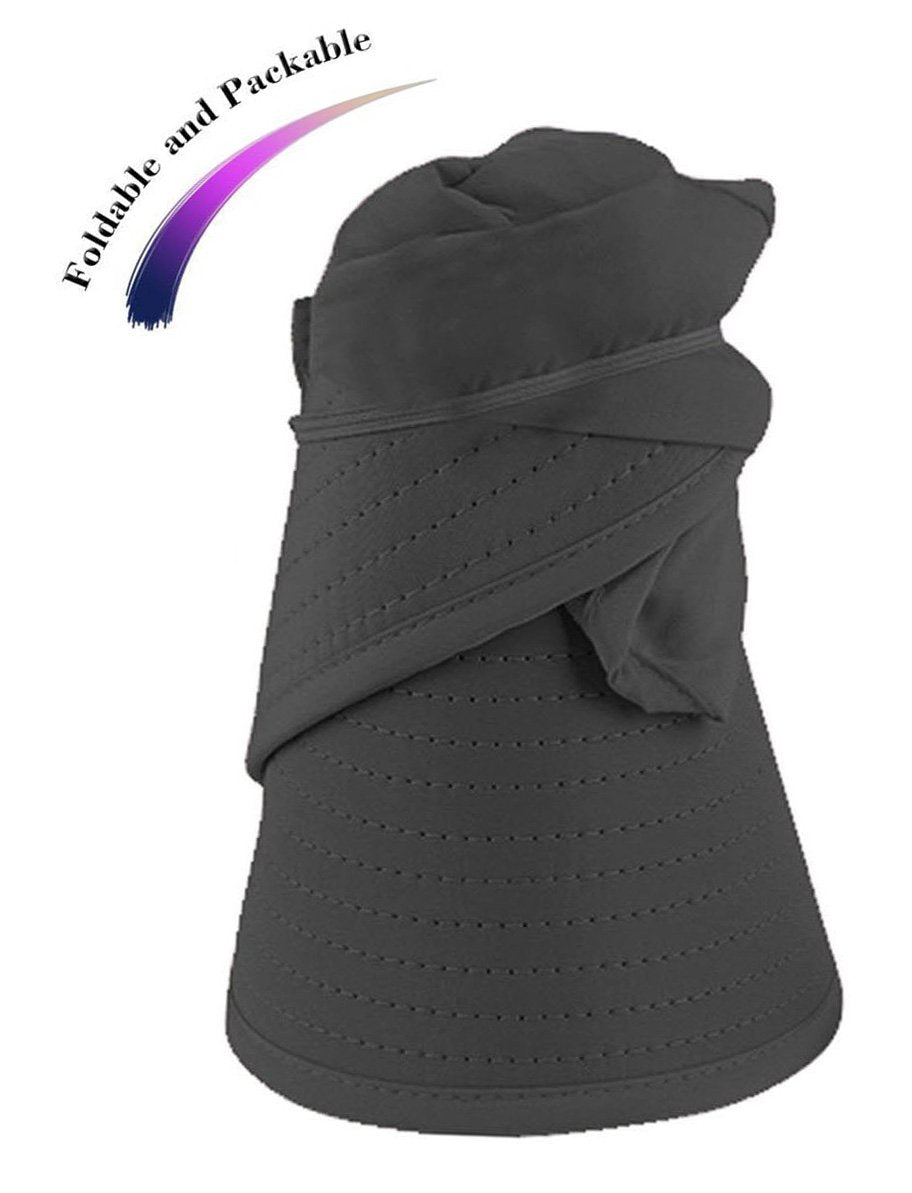 HINDAWI Sun Hat Sun Hats for Women Wide Brim UV Protection Summer Beach Packable Visor Black
