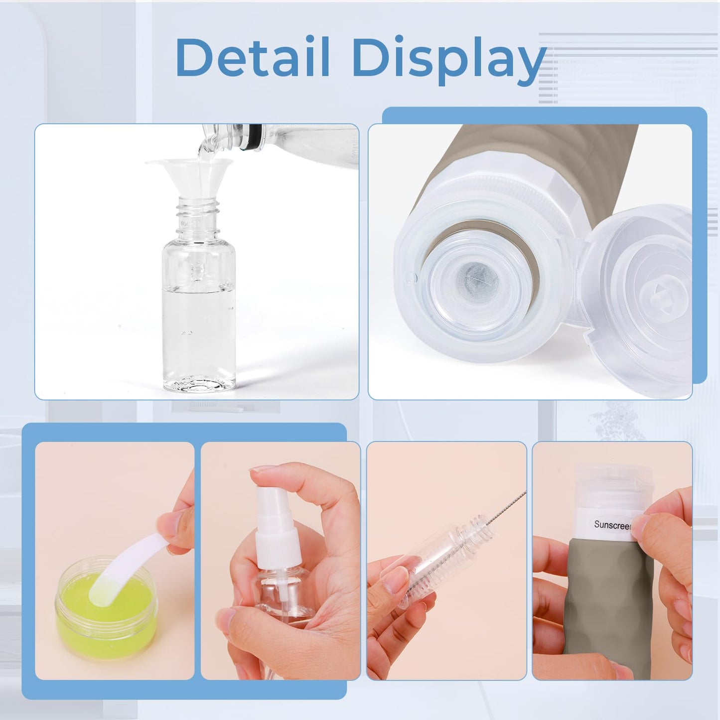 Silevoler 16pack Travel Bottles for Toiletries, TSA Approved Travel Size Containers Set, Leak Proof Refillable Liquid & Creams Toiletries Accessories Kit W/Toiletry Bag (Cream)