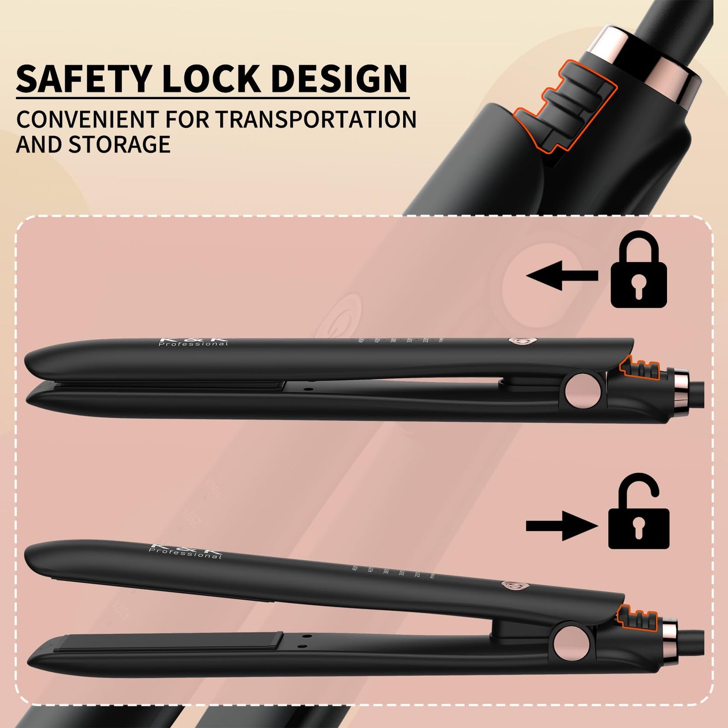 K&K 1 inch Flat Iron 2 in 1 Curler Tourmaline Titanium Hair Straightener 1 inch Plate 4D 360°Swivel LED Display for Woman Short Hair Adjustable Temperature Dual Voltage 110v-220v Auto Shut Off