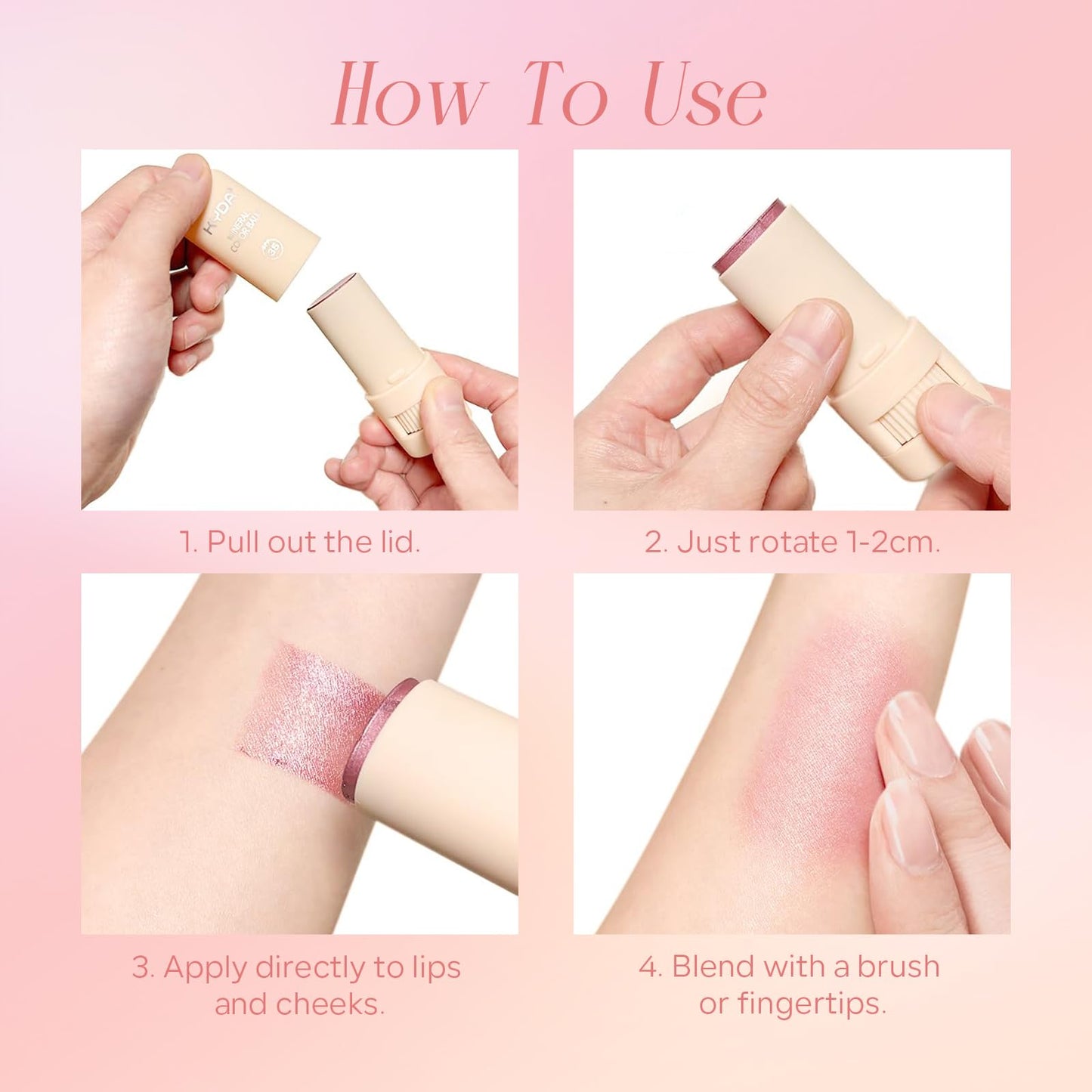 Mineral Color Balm, SPF 35 Multi Color Stick for Lips, Cheeks& Eyes, Blendable Creamy Lightweight Formula, Buildable Shimmer Finish, Multiuse Makeup Stick, Berry