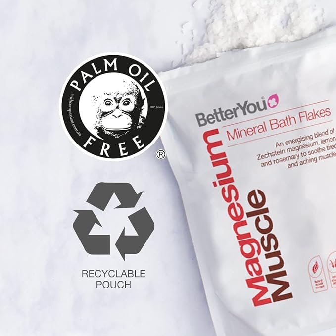 BetterYou Magnesium Muscle Bath Flakes - Mineral Bath Salts for Muscle Recovery - Post-Workout Soak for Sore Muscles - Natural Magnesium - 2.3 lb (Pack of 2)